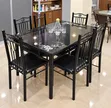 Modern Black 6 Seater Dining Table Set - 1