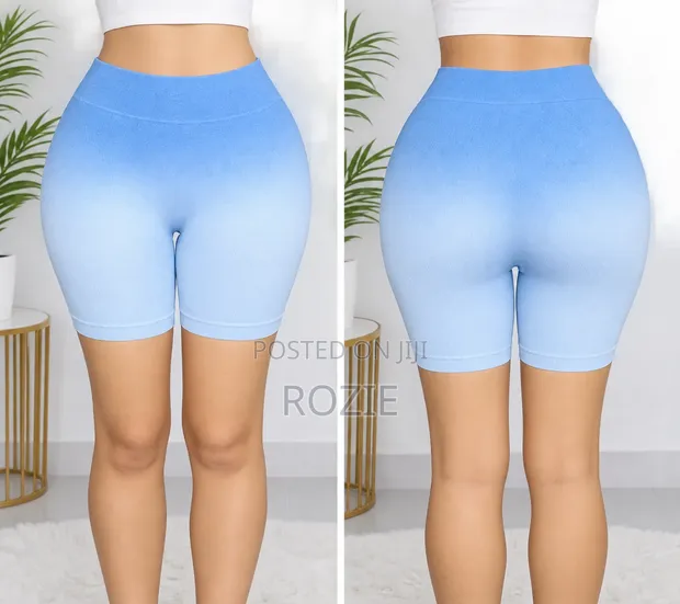 Women's Blue High Waist Biker Shorts - 1