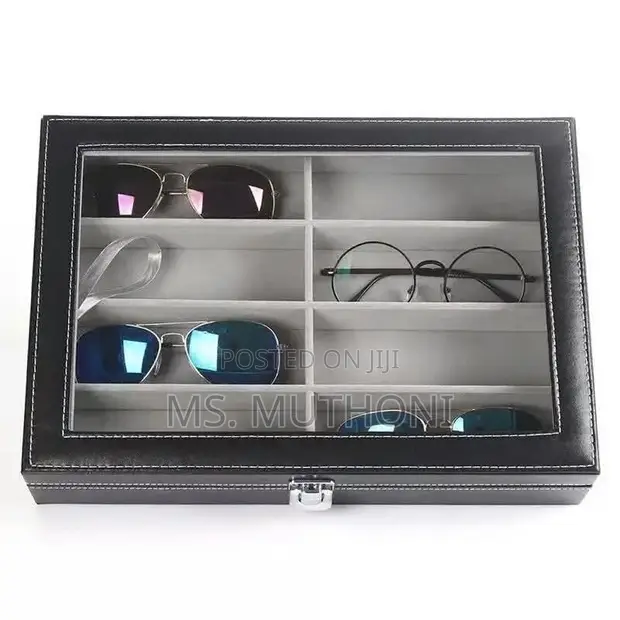 8-Slot PU Leather Sunglasses Organizer Box - 1