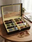 8-Slot PU Leather Sunglasses Organizer Box - 2