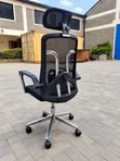 Black Mesh Office Chair with Headrest - Ergonomic - 2