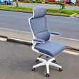 White Ergonomic Office Chair with Headrest - 1