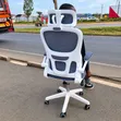 White Ergonomic Office Chair with Headrest - 3