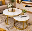 White Nesting Coffee Table - Marble Effect (MDF) - 1