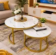 White Nesting Coffee Table - Marble Effect (MDF) - 2