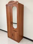 Wooden 2-Door Wardrobe with Mirror - 1