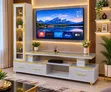 Executive Extended TV Stand yenye Marble Coating na Kabati la Rafu - 1