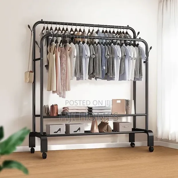 Heavy-Duty Double Rail Clothes Rack - 1