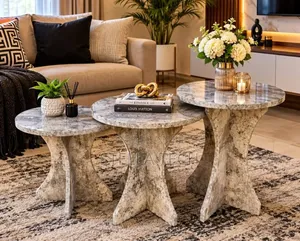 Modern 3-in-1 Executive Pure Wooden Circle Coffee Table