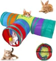 3-Way Collapsible Rainbow Cat Tunnel Toy - 1