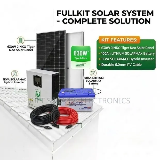 1kW Hybrid Inverter Kit with 100Ah Lithium Battery & 630W Solar Panel - 1
