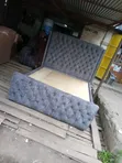 New 5x6 Grey Velvet Bed Frame - 1