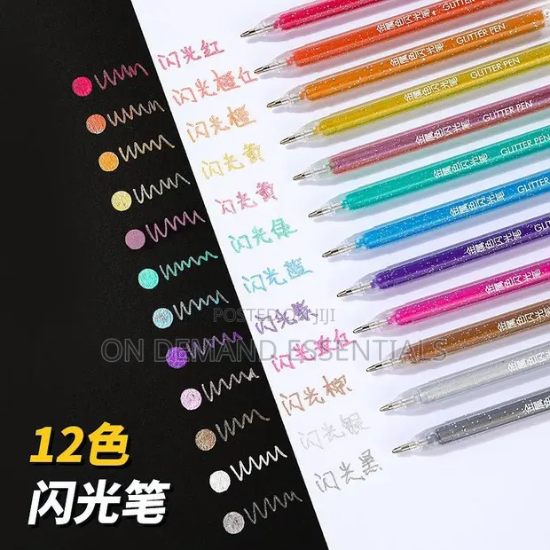 Glitter Gel Pens - 12 Piece Pack - 1