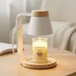 Dimmable Minimalist Candle Warmer Lamp - White/Black & Wood - 1
