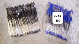 Seti ya Vipande 20 vya Kalamu za Gel - Bluu na Nyeusi