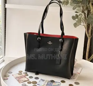 Mkoba wa Coach Mollie Tote - Nyeusi/Mekundu Halisi