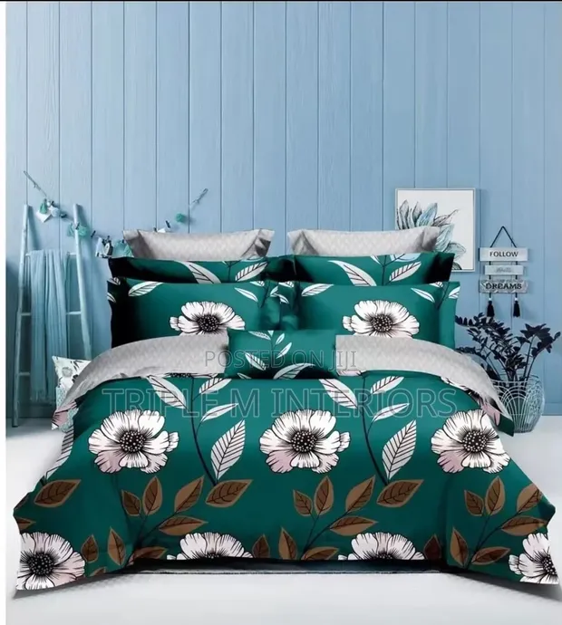 5x6 Flowered Pure Cotton Duvet Cover Set - 1