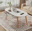 Coffee Table with Inbuilt Storage Drawers - White - 4