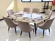 Modern Marble-Effect Dining Table with 6 Chairs - 2