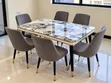 Modern Marble-Effect Dining Table with 6 Chairs - 4