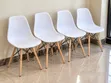 Viti Vyeupe vya Plastiki vya Eames na Miguu ya Mbao - 2