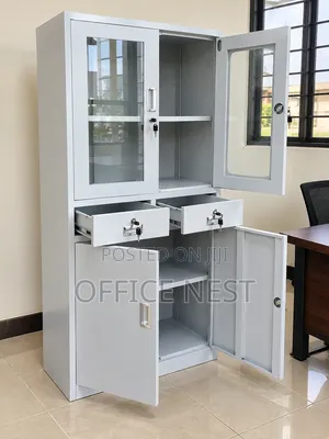 Steel Office Filing Cabinet with Glass Doors