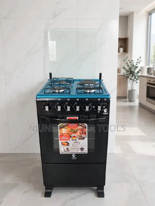 Euroken 50x55cm 3 Gas Burners + 1 Electric Hotplate Cooker - 1