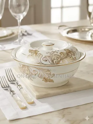 Bone China Grey Flower Serving Bowl