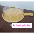 Transparent Beige Bamboo Tray with Acrylic Dome Cover - 2