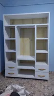 Modern White Wardrobe with Shelves and Drawers - 1