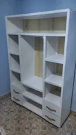 Modern White Wardrobe with Shelves and Drawers - 3