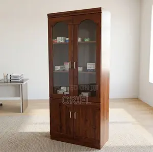 Kabati la Ofisi la Mbao la Mahogany lenye Milango 2, Ubora wa Juu