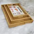 Bamboo Heavy Duty Set of 3 Dinner Food Trays - 2