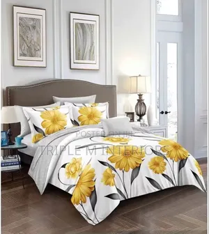 Flowered Cotton Duvet Cover Set (5x6)