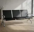 3-Person Full Leather Waiting Bench - 3