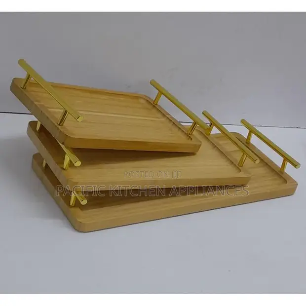 BambuLux 3-in-1 Bamboo Serving Tray Set - 1