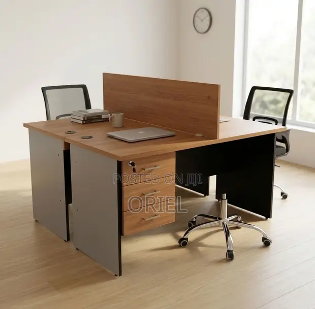 2-Seater Custom Workstation - Brown - 1