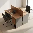2-Seater Custom Workstation - Brown - 4