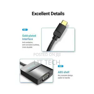 Vention Type-C kwa VGA Adapter 0.15M Nyeusi