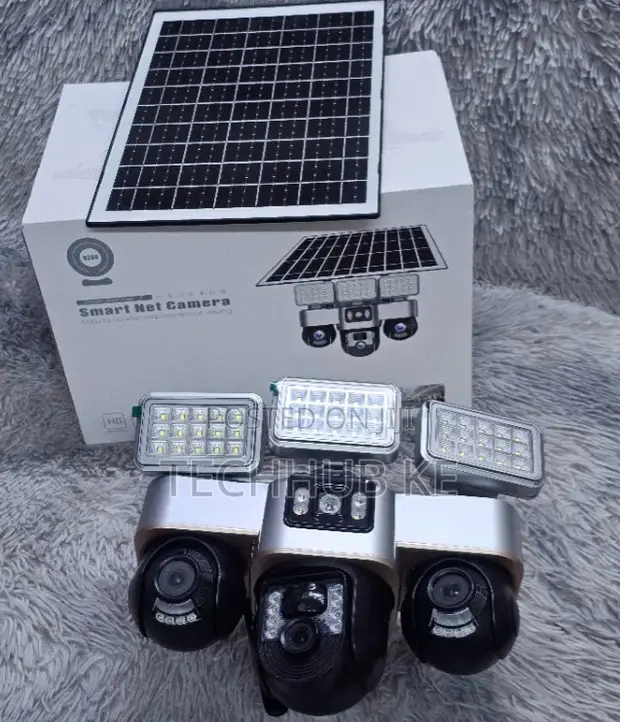 V380 4G Solar Camera Outdoor 3 Lens PTZ with AI Tracking - 1