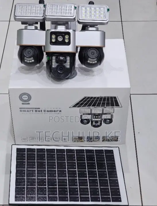 V380 Pro 4G Outdoor CCTV Camera with 3 Lenses, PTZ, AI, Solar - 1