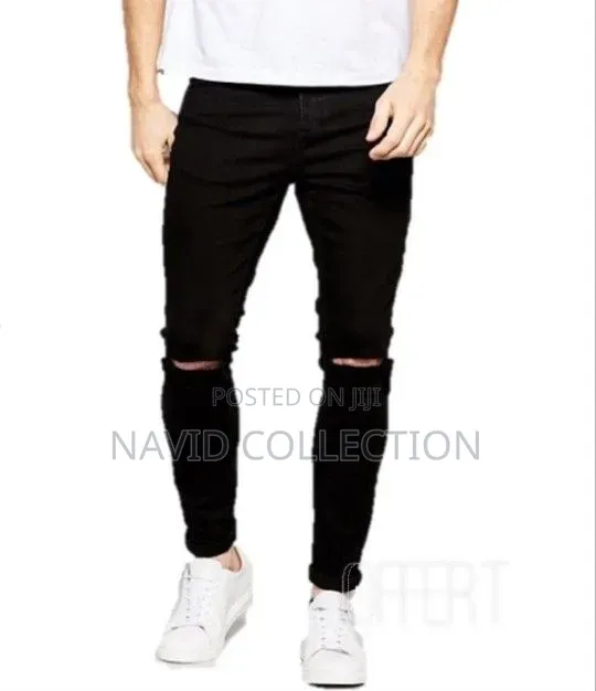4F Men's Black Knee Cut Jeans - 1