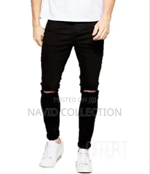 4F Men's Black Knee Cut Jeans