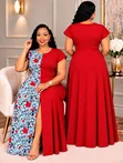 Abc Maxi Dress with Front Slit - 1