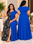 Abc Maxi Dress with Front Slit - 2