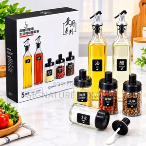 5pc Kitchen Oil Bottle & Seasoning Jar Set