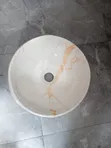 Glossy Ceramic Countertop Basin with Marble Look - 1