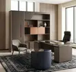 Executive Imported Office Wall Unit - Brown Wood - 1