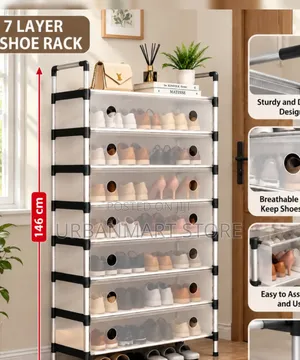 7 Layer Shoe Rack 56x28x146cm, Haina Vumbi