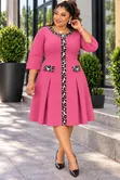 A-Line Dress yenye Vifuniko vya Mifuko Vilivyopambwa - 2